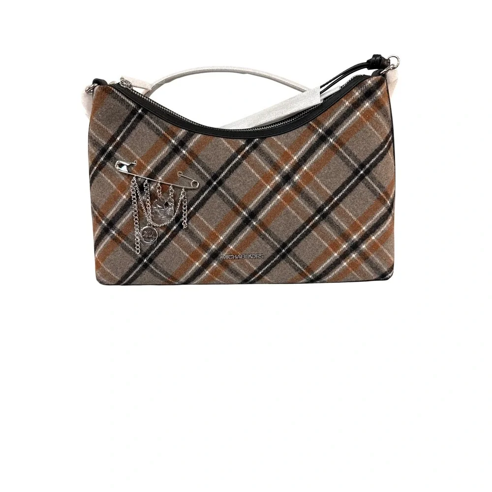 Michael Kors Sammy Plaid Medium Convertible Shoulder Bag Black Multi 35F6S8SL8U